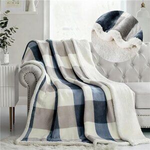 Sherpa Fleece Throw Blanket 60" x 80" Reversible Plush Fluffy Large Big